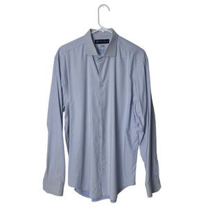 Mens Antonio Consentino Light Blue Patterned Long Sleeve Dress Shirt 43/17